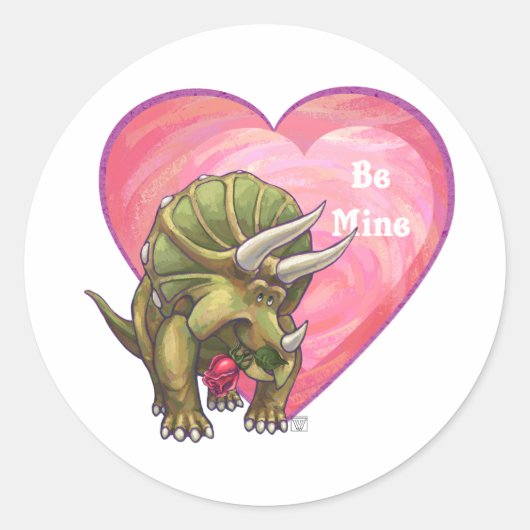 Romantische Triceratops zijn van mij Ronde Sticker (Voorkant)