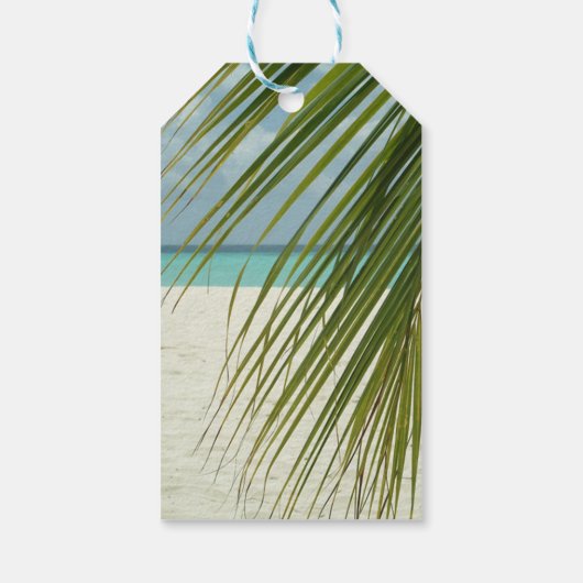 Romantische Tropische Beach Palm Leaves Cadeaulabel (Achterkant)