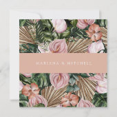 Romantische Tropische Bloemen Zachte Roze Groene P (Achterkant)