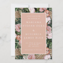 Romantische Tropische Bloemen Zachte Roze Groene P