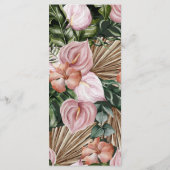 Romantische Tropische Bloemen Zachte Roze Groene P Menu (Achterkant)