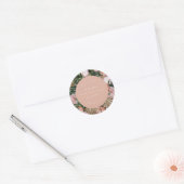 Romantische Tropische Bloemen Zachte Roze Groene P Ronde Sticker (Envelop)