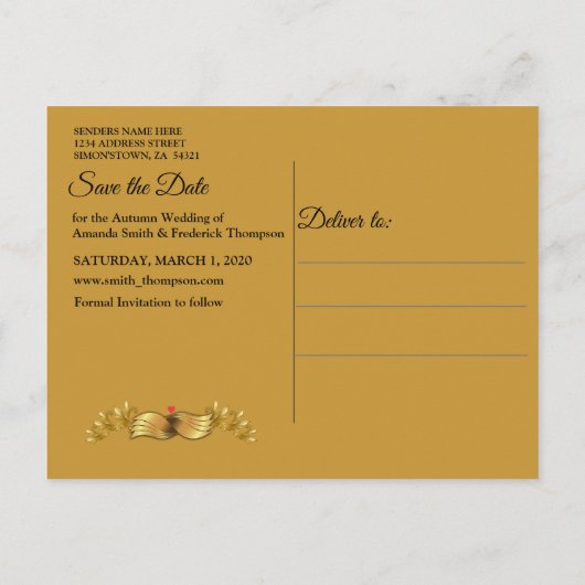 Romantische Tropische Bruiloft Save the Date Aankondigingskaart (Achterkant)