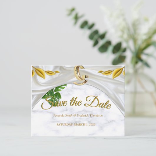 Romantische Tropische Bruiloft Save the Date Aankondigingskaart (Staand voorkant)