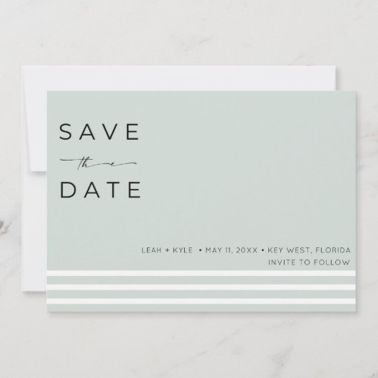 Romantische Tropische Foto Bestemming Strand Bruil Save The Date (Achterkant)