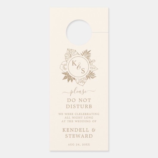 Romantische tropische groen bruiloft deurhanger (Achterkant)