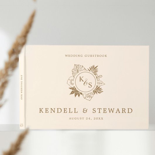 Romantische tropische groen bruiloft gastenboek