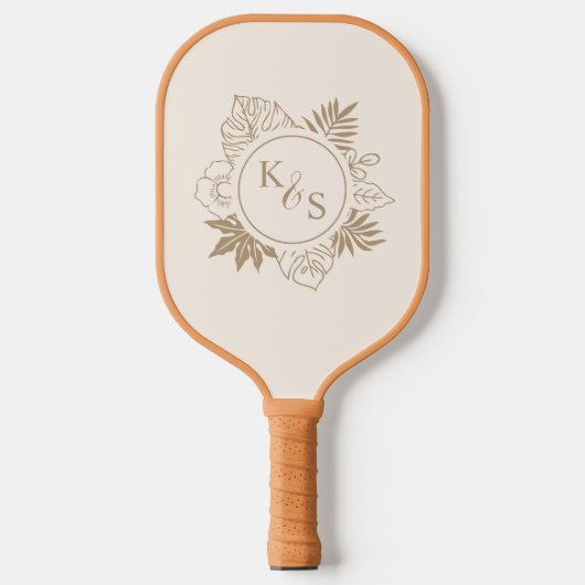 Romantische tropische groen bruiloft pickleball paddle (Voorkant)