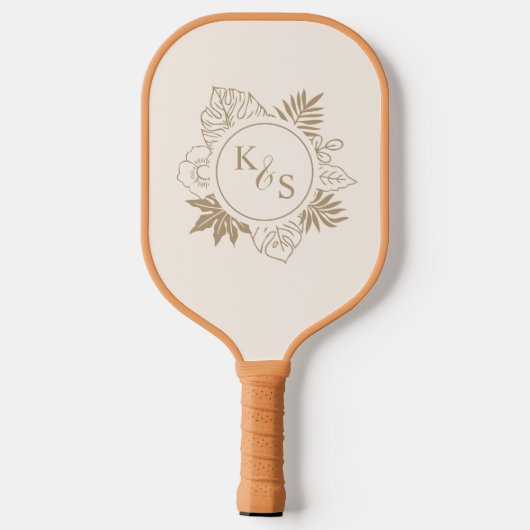 Romantische tropische groen bruiloft pickleball paddle (Achterkant)