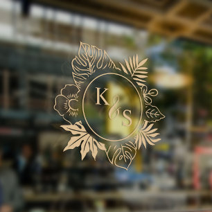 Romantische tropische groen bruiloft raamsticker