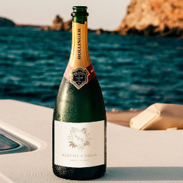 Romantische tropische groen bruiloft sparkling wijnetiket