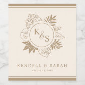 Romantische tropische groen bruiloft wijn etiket (Enkel label)