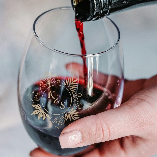 Romantische tropische groen bruiloft wijnglas zonder voet