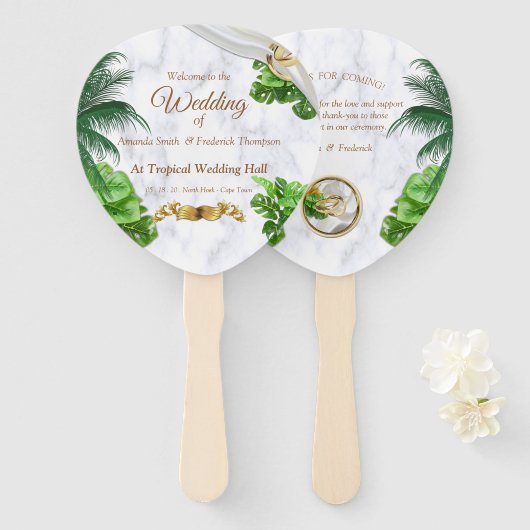 Romantische tropische hand fans handwaaier (Voorkant en achterkant)