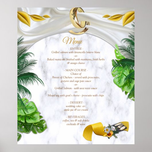 Romantische Tropische Menu Poster (Voorkant)
