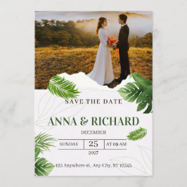Romantische Tropische Trouwkaart 'Save the Date' Save The Date