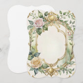 romantische trouw bloemig gouden lijst kaart (Voorkant / Achterkant)