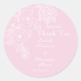 Romantische Trouw Pioenrozen Delicate Blush Roze Ronde Sticker