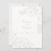 Romantische Trouw Pioenrozen Delicate Ivoor Wit Save The Date (Voorkant)
