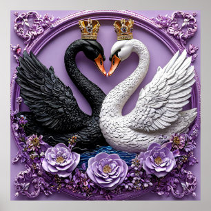 Romantische Trouw Zwanen Poster Elegante Liefdesvo