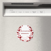 Romantische trouwdatum magneet - Rode Rozen & Duiv (Insitu (Vaatwasser))