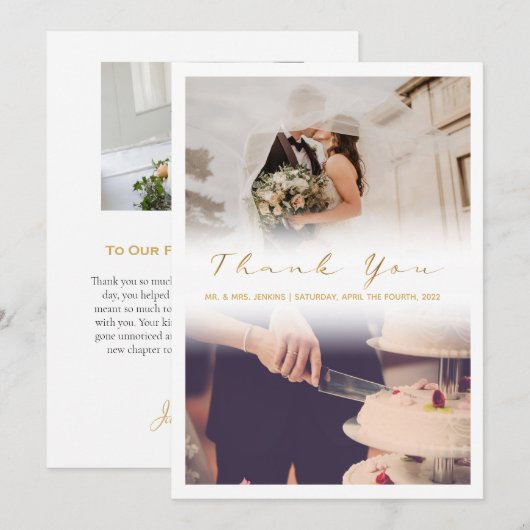Romantische trouwfoto vervaagd effect bedankkaart (Voorkant / Achterkant)