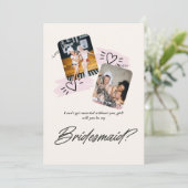 Romantische trouwkaart voor bruidsmeisje met twee  kaart (Staand voorkant)