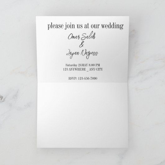 Romantische trouwkaarten die liefde en elegantie v (Binnen)