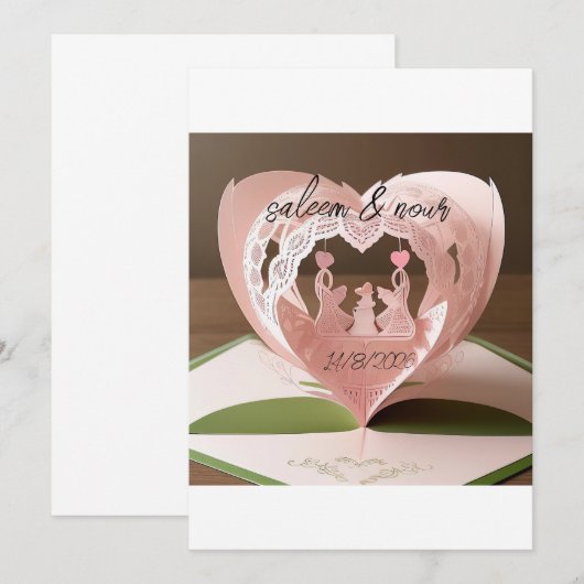 Romantische trouwkaarten kaart (Voorkant / Achterkant)