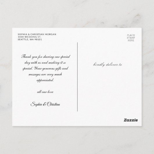 Romantische Trouwscriptie Dankkaartje Briefkaart (Achterkant)