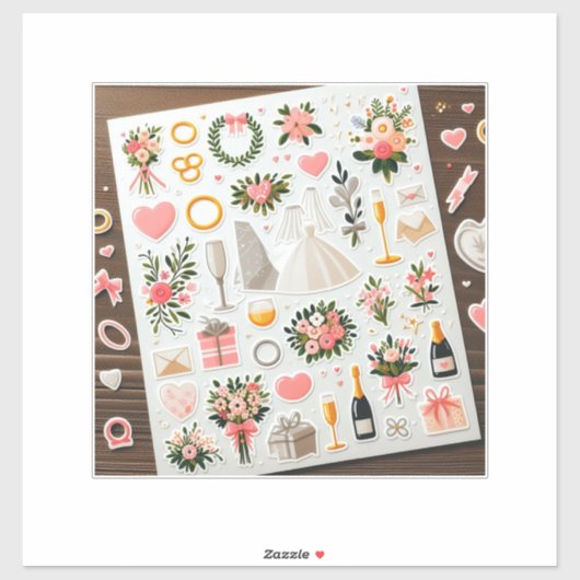 "Romantische trouwstickers" Sticker (Vel)