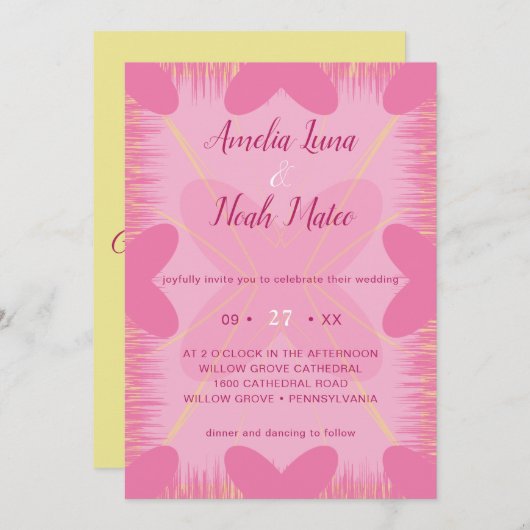 romantische trouwuitnodiging kaart (Voorkant / Achterkant)