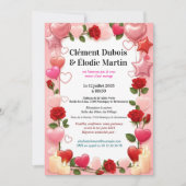 Romantische Trouwuitnodiging met Bloemen Kaart (Voorkant)