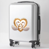 Romantische Trouwzwanen Met Gouden Ringen Sticker (Koffer)