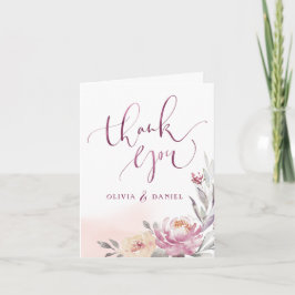 Romantische tuin aquarel bloemencalligrafie bedankkaart