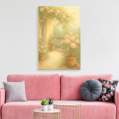 Romantische tuin Balkon in zachte pasteltinten Canvas Afdruk (Insitu (Woonkamer))