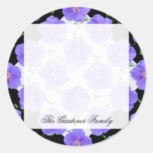 Romantische Tuin Blauw Geranium Bloem op elke kleu Ronde Sticker
