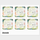 Romantische Tuin Bloemen Bruidsdiner Vierkante Sticker (Vel)