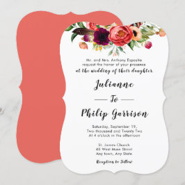 Romantische Tuin Bloemen Formele Huwelijksuitnodig Kaart