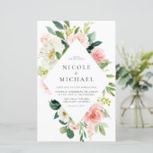 Romantische tuin bloemen lente bruiloft uitnodigin (Staand voorkant)