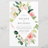 Romantische tuin bloemen lente bruiloft uitnodigin (Voorkant)