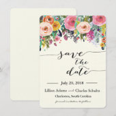 Romantische Tuin Bloemen Save the Date Kaart (Voorkant / Achterkant)