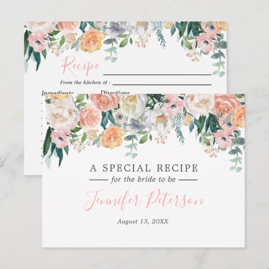 Romantische Tuin Bloemen Vrijgezellenfeest Recept  Briefkaart (Voorkant / Achterkant)