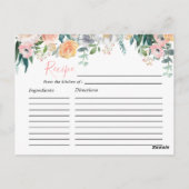 Romantische Tuin Bloemen Vrijgezellenfeest Recept Briefkaart (Achterkant)