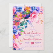 Romantische Tuin Bloemen Zoet 16 Verjaardag Blush Kaart (Voorkant)