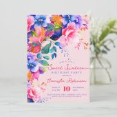 Romantische Tuin Bloemen Zoet 16 Verjaardag Blush Kaart (Staand voorkant)