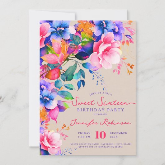 Romantische Tuin Bloemen Zoet 16 Verjaardag Champa Kaart (Voorkant)