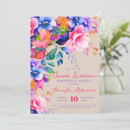 Romantische Tuin Bloemen Zoet 16 Verjaardag Champa Kaart (Staand voorkant)