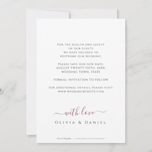 Romantische tuin bloemenkalligrafie verandering va kaart (Achterkant)