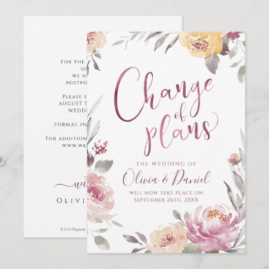 Romantische tuin bloemenkalligrafie verandering va kaart (Voorkant / Achterkant)